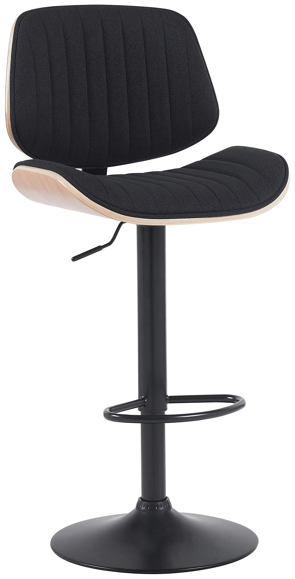 Barkruk met Stoffen Bekleding - Houten Frame - In Hoogte Verstelbaar 360° Draaibaar Design Kleur natuur/schwarz Onderstel Kleur zwart