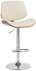 Moderne Barstoel, Kunstleer, In Hoogte Verstelbaar met Voetsteun - Comfortabel Design Kleur walnoot/creme Onderstel Kleur chroom