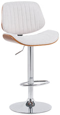 Barkruk met Stoffen Bekleding - Houten Frame - In Hoogte Verstelbaar 360° Draaibaar Design Kleur walnoot/creme Onderstel Kleur chroom