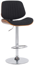Barkruk met Stoffen Bekleding - Houten Frame - In Hoogte Verstelbaar 360° Draaibaar Design Kleur walnoot/zwart Onderstel Kleur chroom