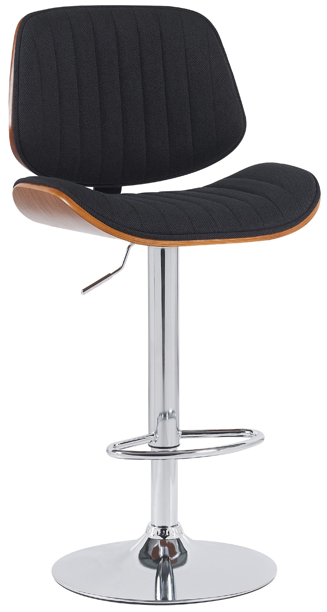 Barkruk met Stoffen Bekleding - Houten Frame - In Hoogte Verstelbaar 360° Draaibaar Design Kleur walnoot/zwart Onderstel Kleur chroom