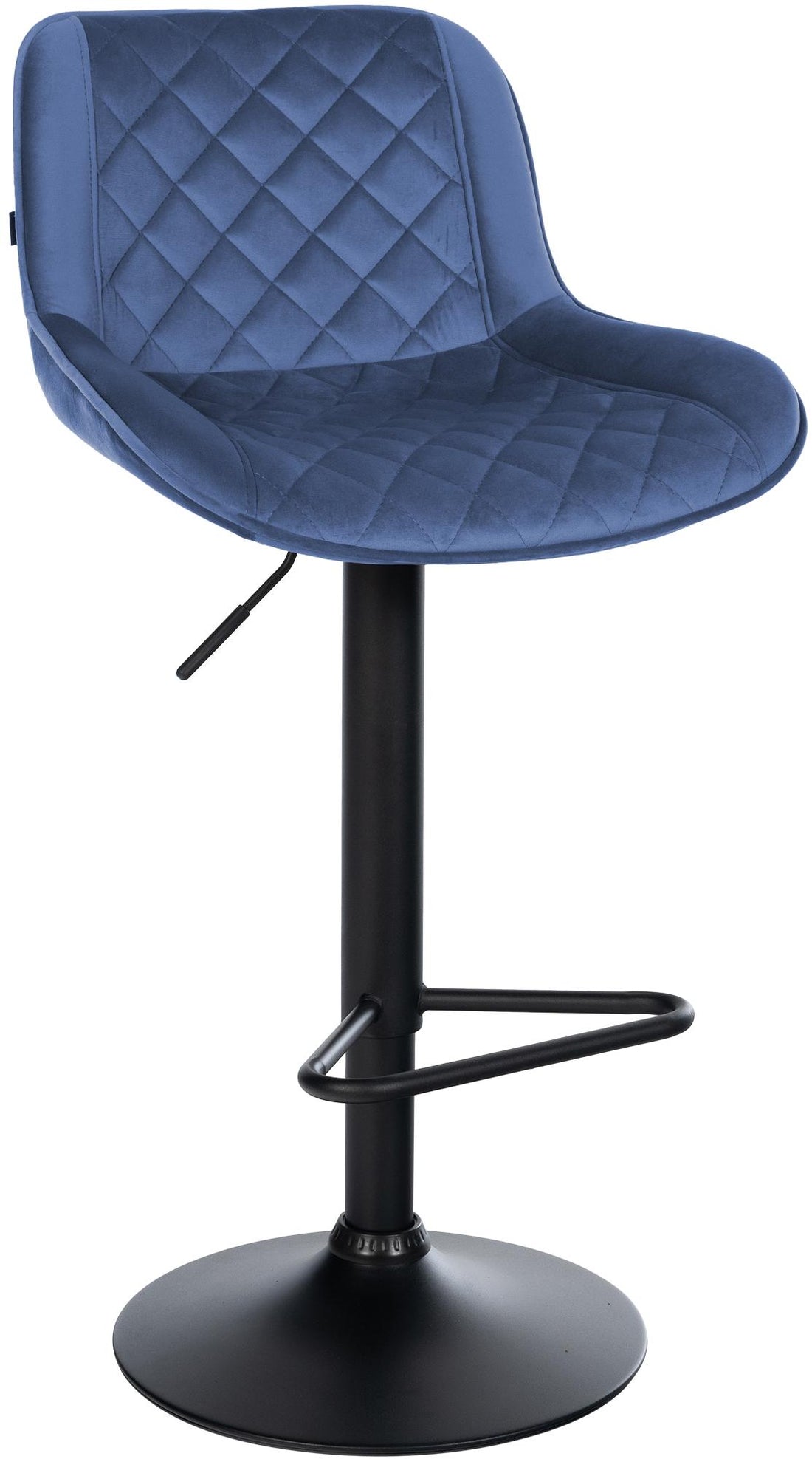 Barstoel - Keukenstoel - 360° draai, verstelbare hoogte, comfortabele zit - Kunstleer/Fluweel Kleur blauw Materiaal zacht
