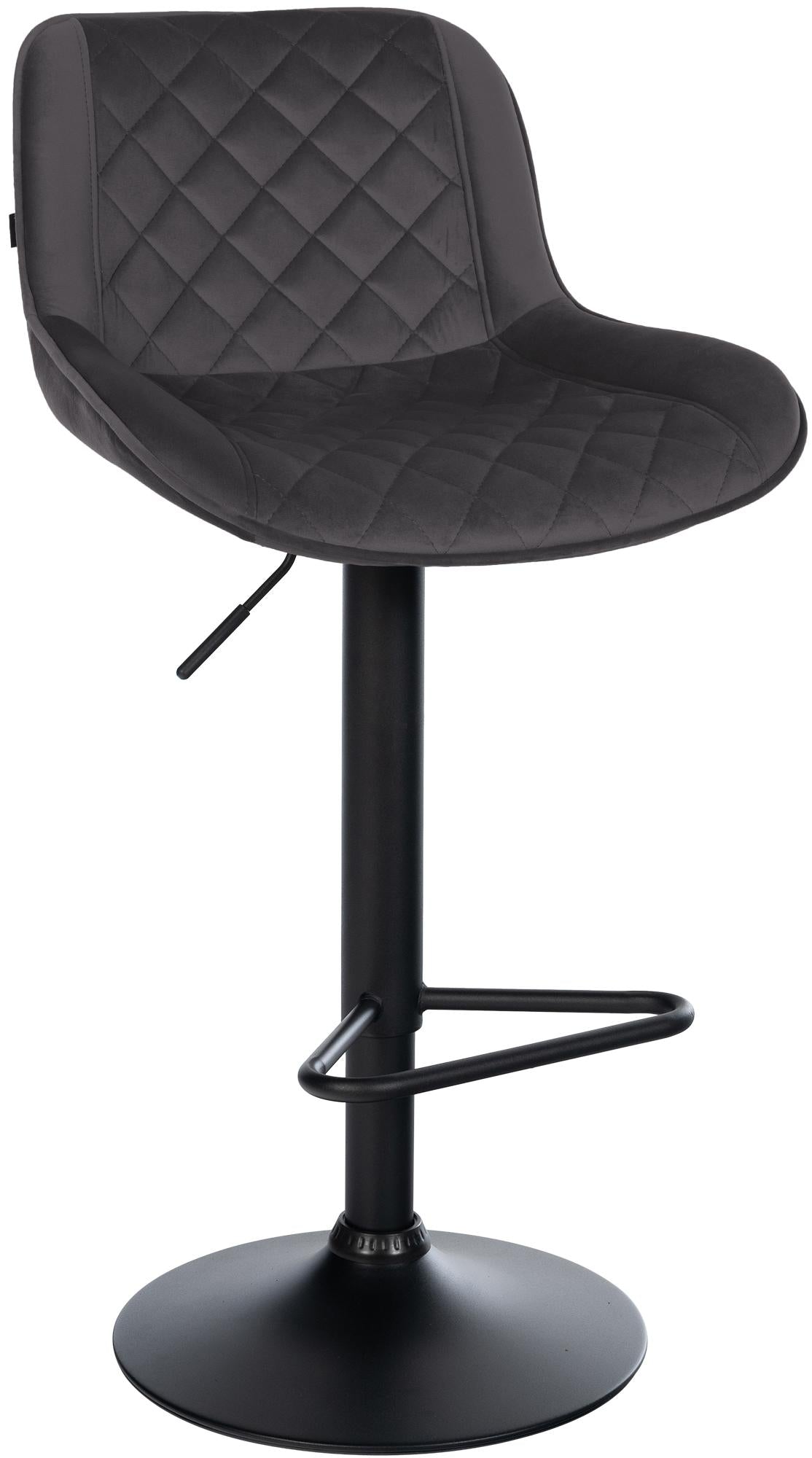 Barstoel - Keukenstoel - 360° draai, verstelbare hoogte, comfortabele zit - Kunstleer/Fluweel Kleur zwart Materiaal zacht