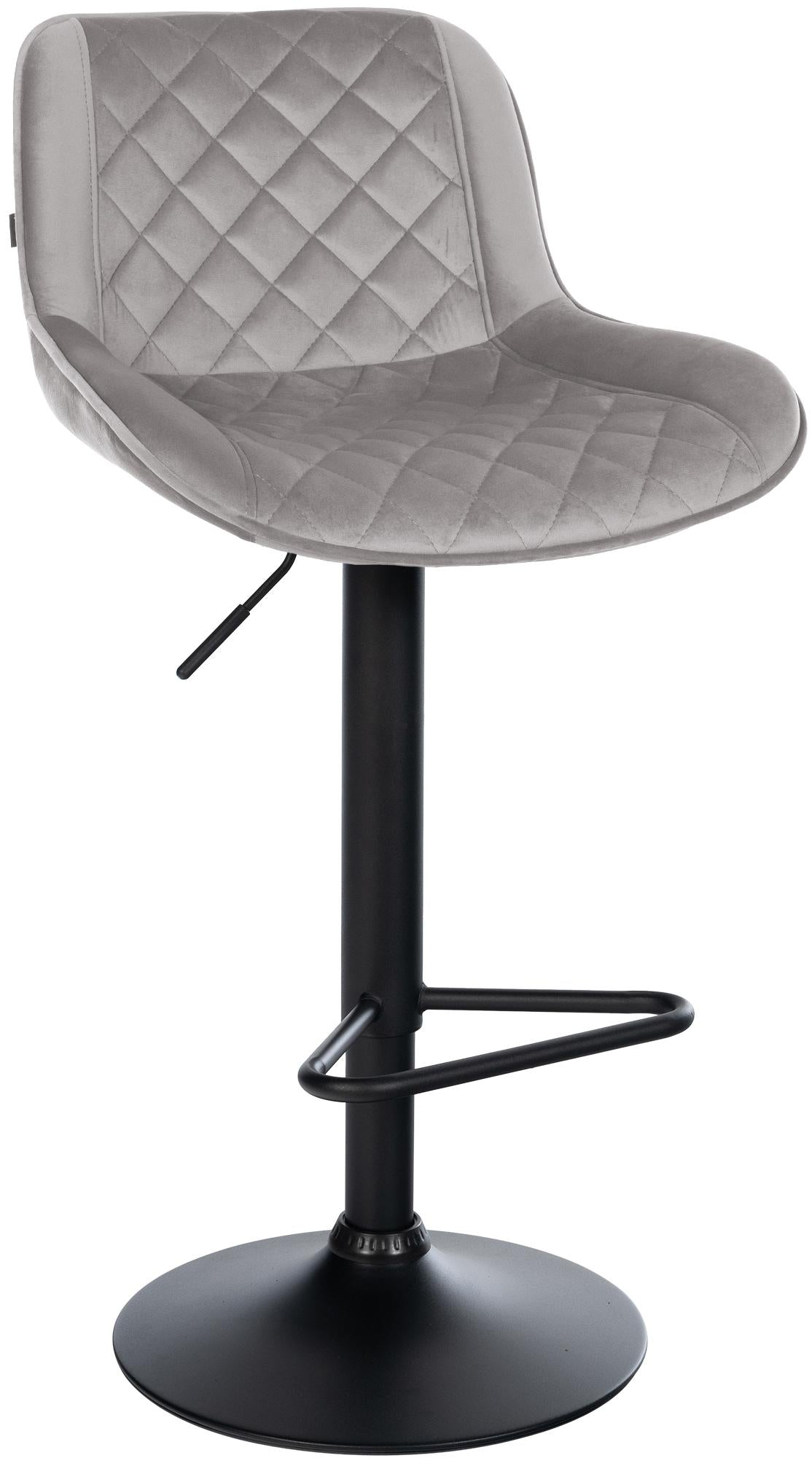 Barstoel - Keukenstoel - 360° draai, verstelbare hoogte, comfortabele zit - Kunstleer/Fluweel Kleur grijs Materiaal zacht