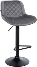 Barstoel - Keukenstoel - 360° draai, verstelbare hoogte, comfortabele zit - Kunstleer/Fluweel Kleur donkergrijs Materiaal zacht