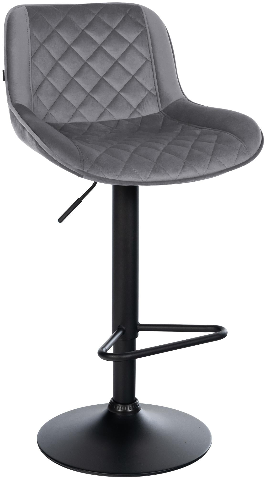 Barstoel - Keukenstoel - 360° draai, verstelbare hoogte, comfortabele zit - Kunstleer/Fluweel Kleur donkergrijs Materiaal zacht