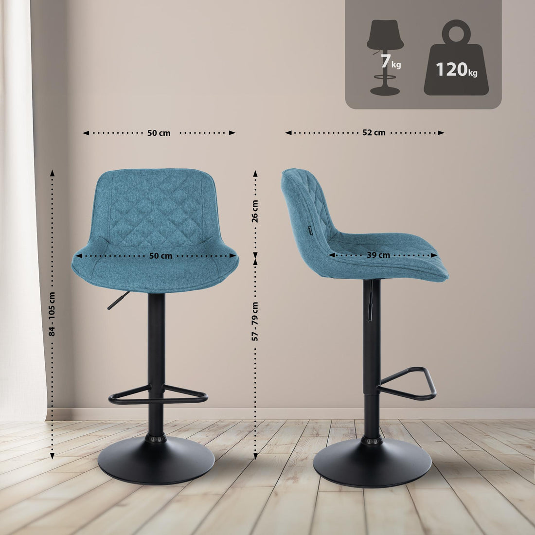 Blauwe Barkruk - Modern Design - Verstelbare Hoogte voor Ultiem Comfort Kleur blauw