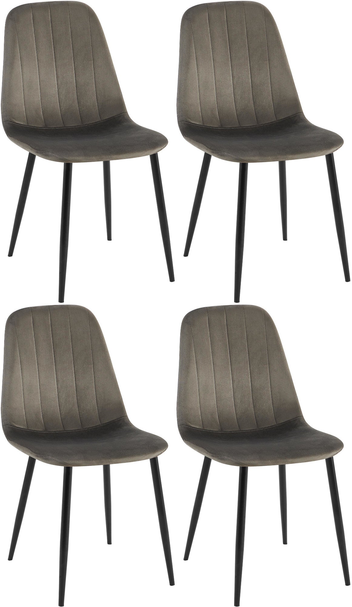 4-delige Set Eetkamerstoelen - Fluweelbekleding - Hoog Zitcomfort Kleur antraciet