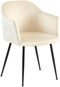 Eetkamerstoel - Fluwelen Fauteuil - Hoog Zitcomfort, Tijdloos Design Kleur crème