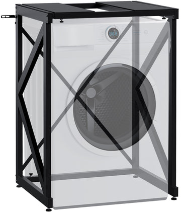 Opbergrek Wasmachines - Bewaarsysteem - Verstelbare Hoogte en Breedte, 300 kg Draagvermogen Kleur zwart