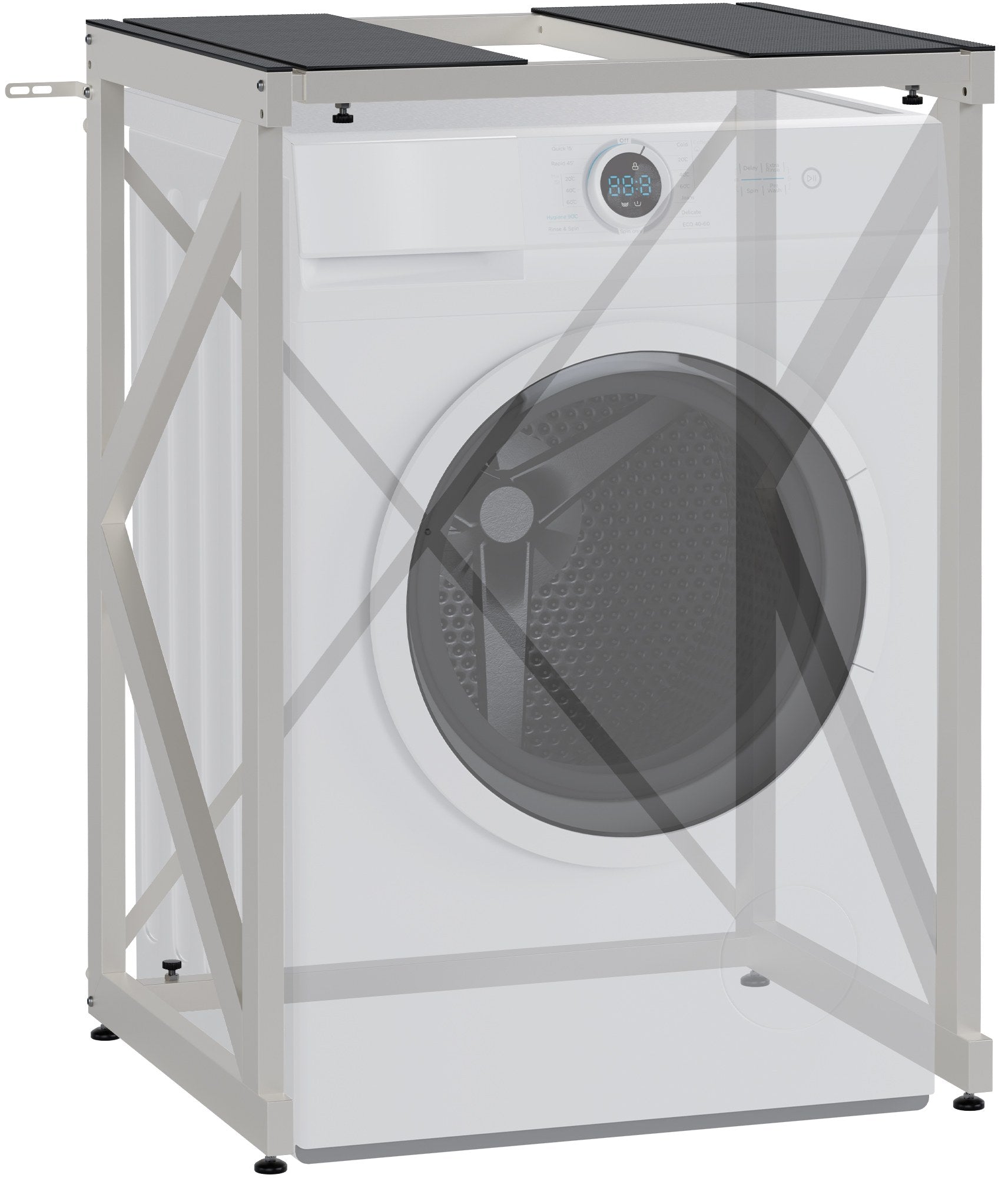 Opbergrek Wasmachines - Bewaarsysteem - Verstelbare Hoogte en Breedte, 300 kg Draagvermogen Kleur wit