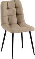 Eetkamerstoel, Keukenstoel, Comfortabele Zitting, Modern Design - Matzwart Onderstel Kleur taupe