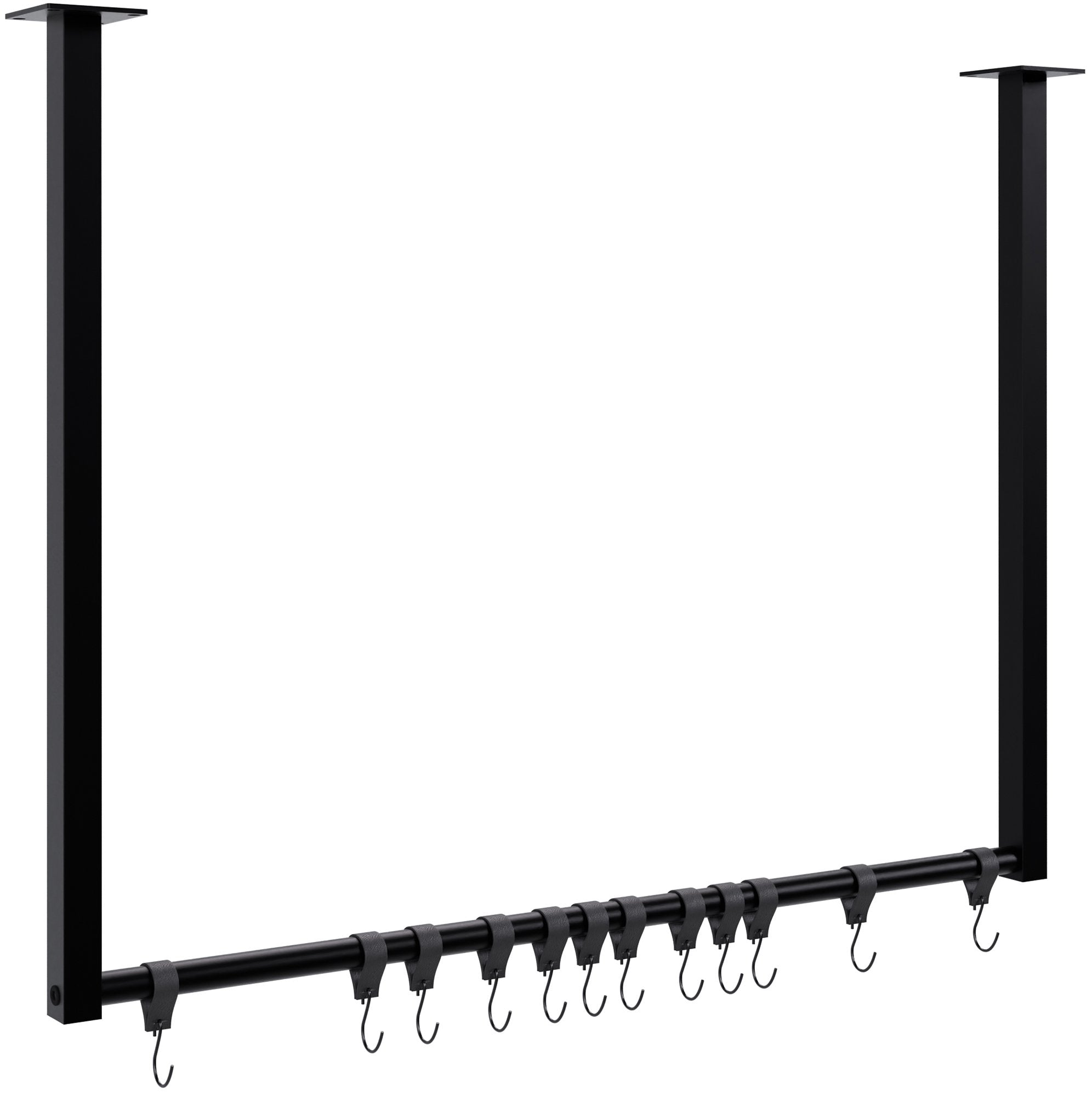 Kledingstang met 12 haken - Garderobestange - 50 kg draaggewicht Kleur zwart