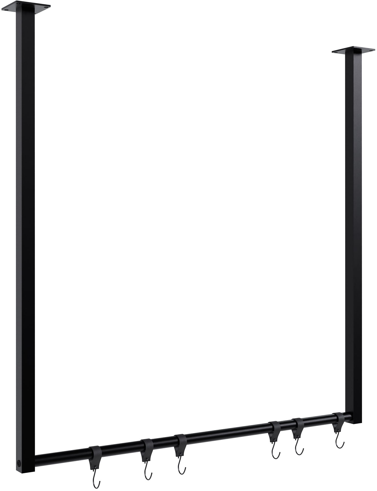 Minimalistische Kledingroede - Kledingstandaard - Veerkrachtig Staal, Plafondbevestiging Kleur zwart