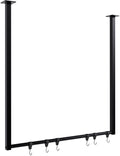 Minimalistische Kledingroede - Kledingstandaard - Veerkrachtig Staal, Plafondbevestiging Kleur zwart