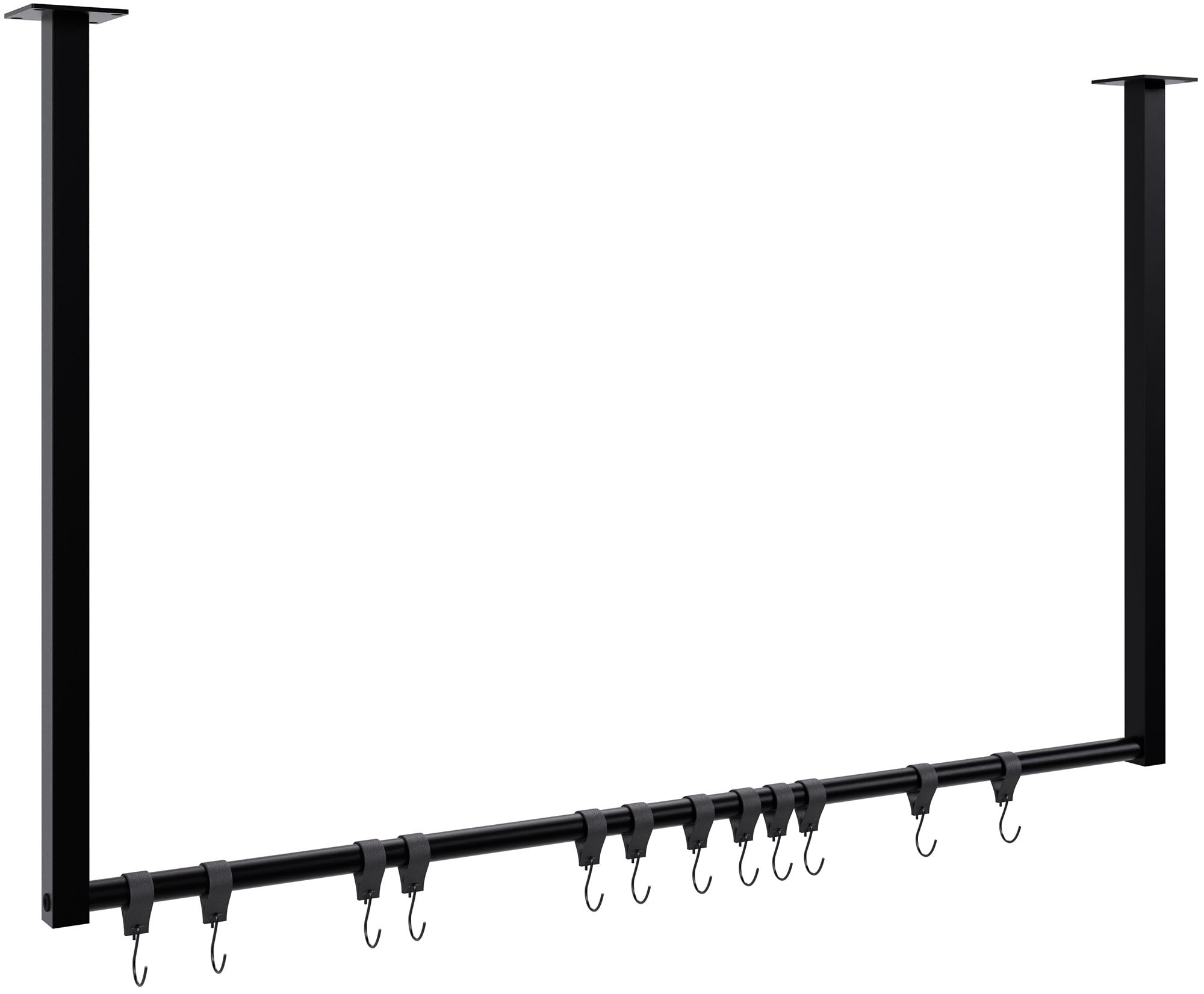 Stijlvolle Minimalistische Kledingstang - Kledingroede - Kreukvrije Opslag, 12 Haken Kleur zwart