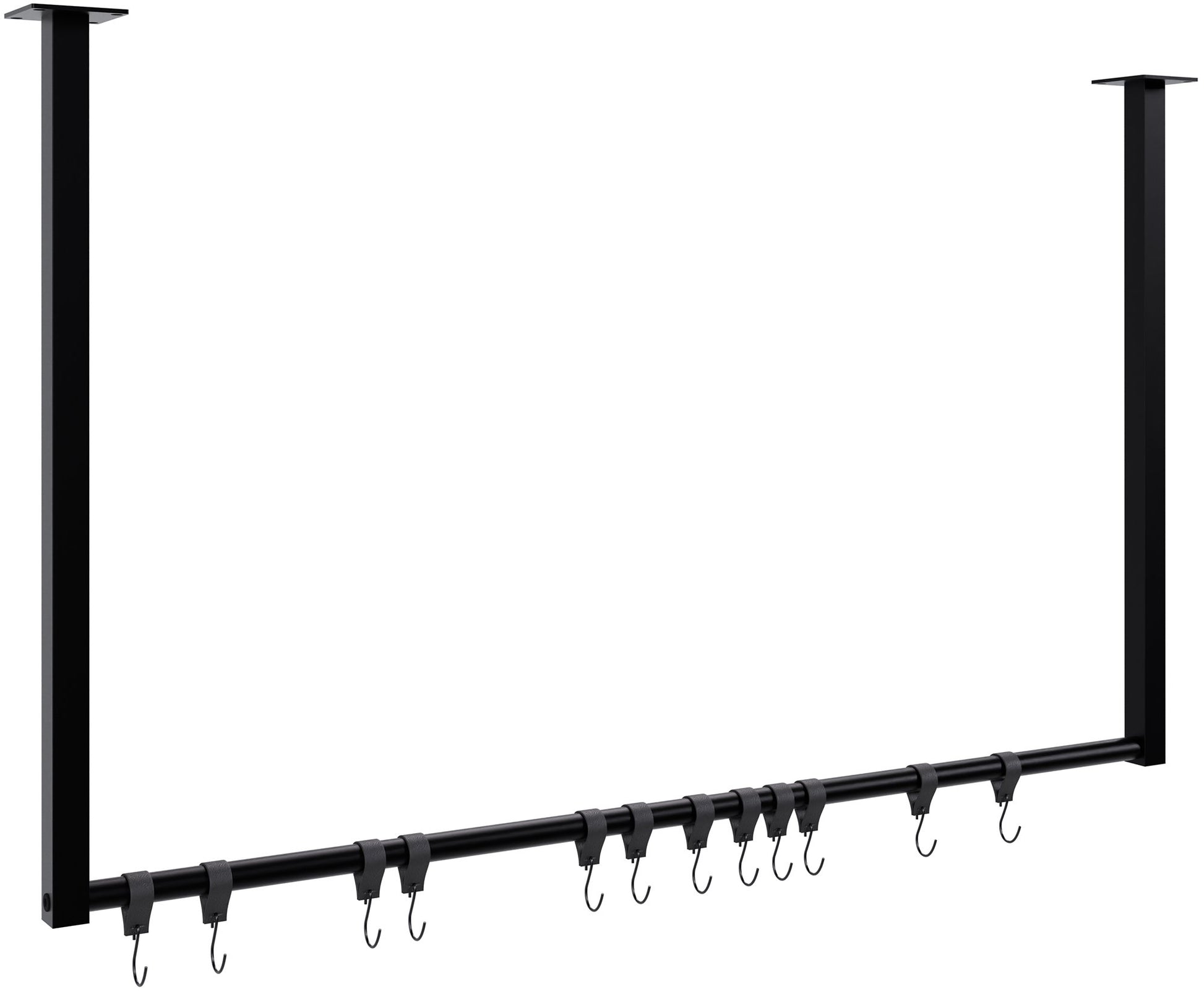 Stijlvolle Minimalistische Kledingstang - Kledingroede - Kreukvrije Opslag, 12 Haken Kleur zwart