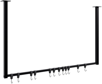 Stijlvolle Minimalistische Kledingstang - Kledingroede - Kreukvrije Opslag, 12 Haken Kleur zwart
