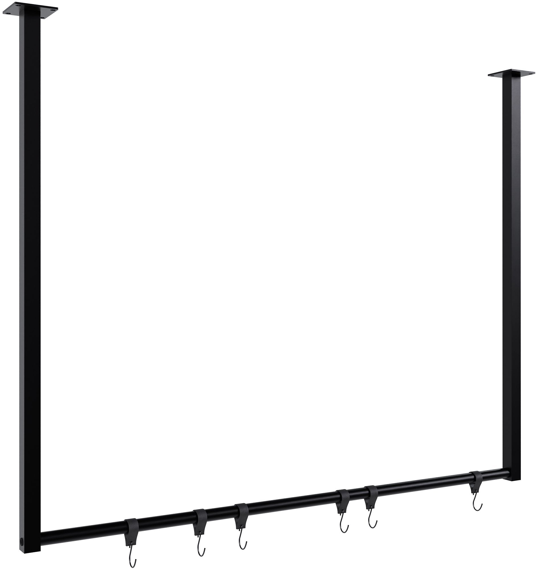 Kledingstandaard - Kledingroede - Plafondbevestiging, Elegant & Kreukvrij 50 Kg Draagvermogen Kleur zwart