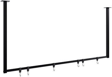 Kledingstang met 6 haken - Kledingroede - Houdt Kleding Kreukvrij en Binnen Handbereik Kleur zwart