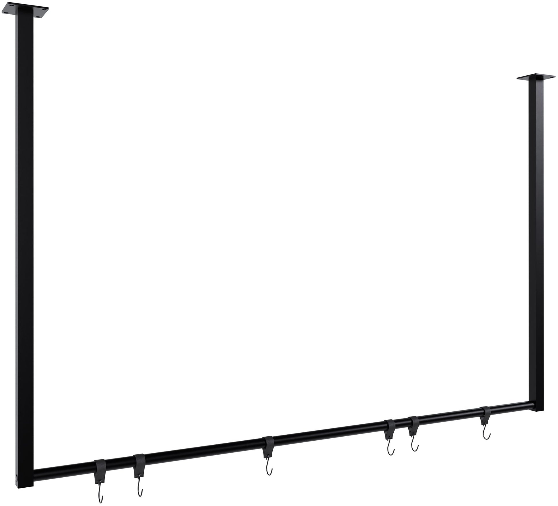 Kledingstang met 6 Haken - Kapstok - Stevig tot 50kg Draagkracht, Minimalistisch Design Kleur zwart
