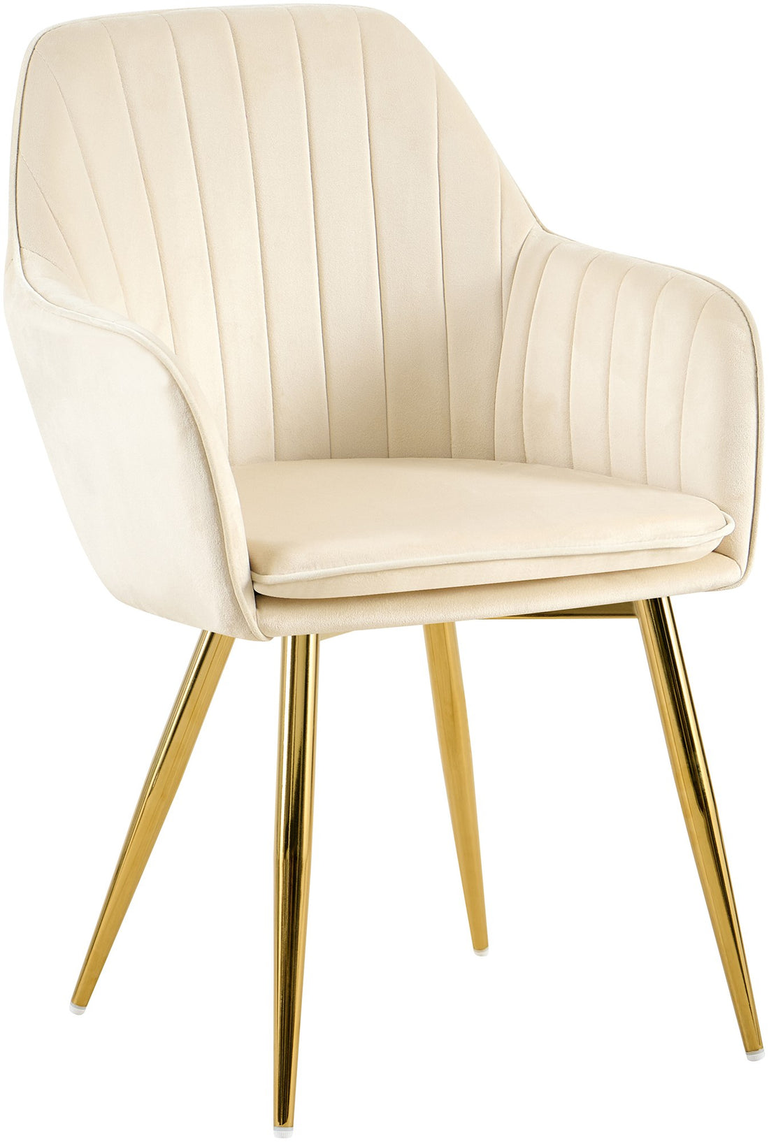 Fluwelen Eetkamerstoel Cheryl - Comfortabele Zithouding - Zwarte/Gouden Afwerking Kleur crème