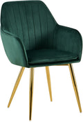 Fluwelen Eetkamerstoel - Moderne Design - Hoog Zitcomfort, Ergonomisch & Stabiel Kleur groen