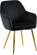 Eetkamerstoel Cheryl - Fluwelen Dining Chair - Ergonomisch Comfort, Metal Frame Kleur zwart