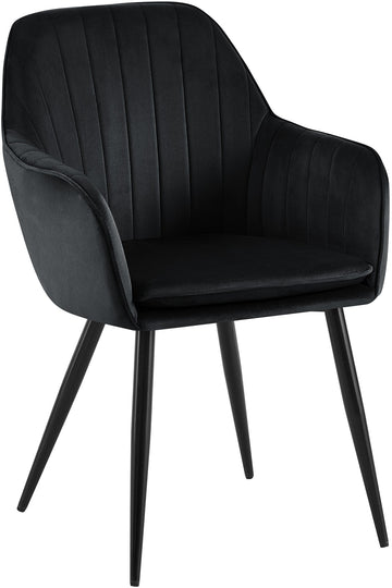 Fluwelen Eetkamerstoel - Fluwelen Zitstoel - Maximale Comfort & Elegante Look Kleur zwart