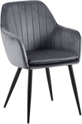 Eetkamerstoel Donkergrijs - Fluwelen Stoel - Maximaal Zitcomfort en Moderne Elegantietafelstijl Kleur donkergrijs