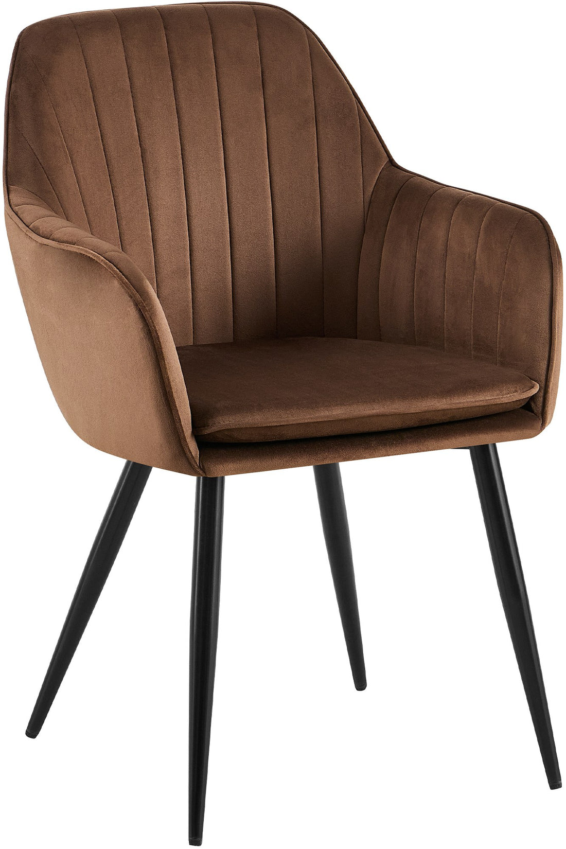 Eetkamerstoel Cheryl - Fluwelen Stoel - Ergonomisch Comfort - Zwart/Goud Frame Kleur bruin