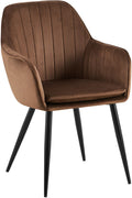 Eetkamerstoel Cheryl - Fluwelen Stoel - Ergonomisch Comfort - Zwart/Goud Frame Kleur bruin