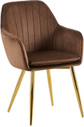 Fluwelen Eetkamerstoel - Moderne Zitstoel, Maximaal Comfort & Ergonomie, Stabiel Metalen Frame Kleur bruin