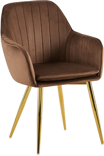Fluwelen Eetkamerstoel - Moderne Zitstoel, Maximaal Comfort & Ergonomie, Stabiel Metalen Frame Kleur bruin