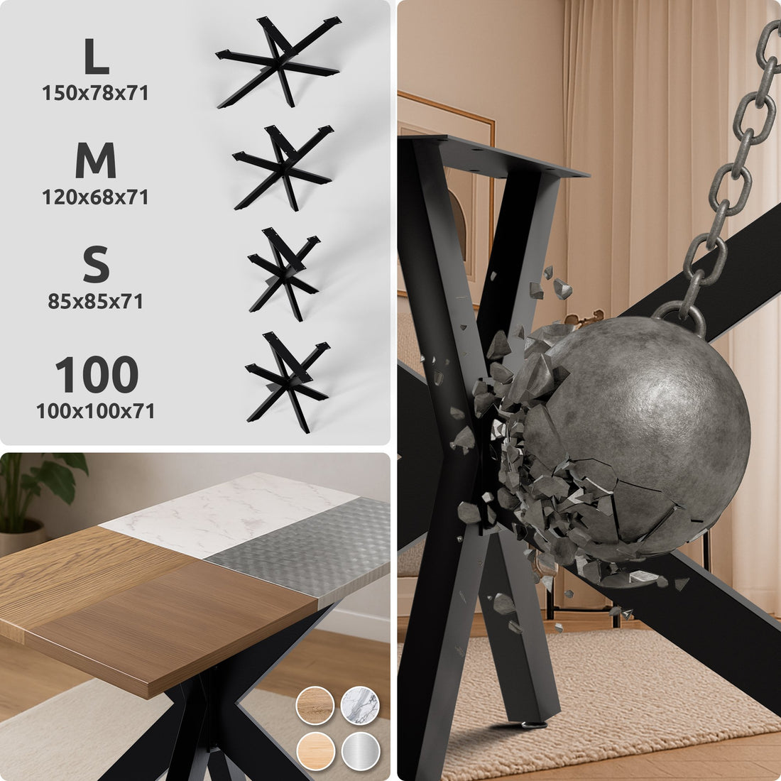 Industriële Stoelpoot - Tafelpoot - Stevig Staal, Eenvoudige Montage Kleur zwart