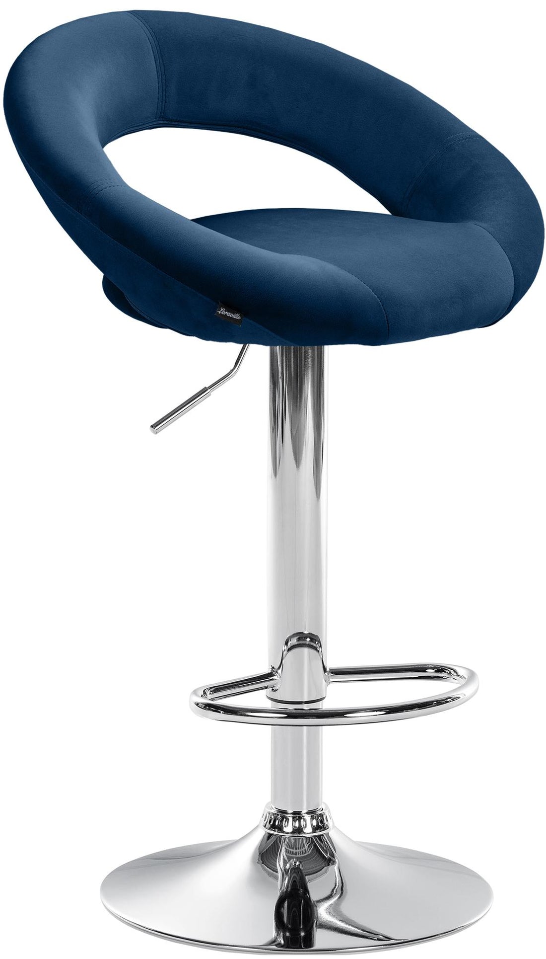 Fluwelen Barkruk - Barstoel - Traploos Verstelbaar voor Comfortabel Zitten Kleur blauw