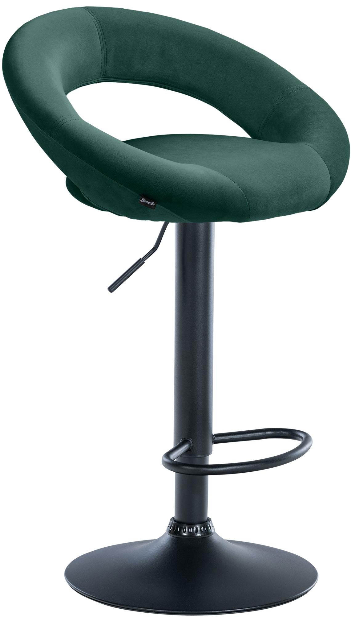 Fluwelen Barkruk - Kruk - Traploos Verstelbaar, Comfortabele Rugleuning & Stabiel Frame Kleur groen Onderstel Kleur zwart