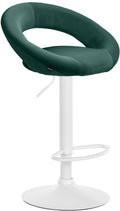 Fluwelen Barkruk - Kruk - Traploos Verstelbaar, Comfortabele Rugleuning & Stabiel Frame Kleur groen Onderstel Kleur wit