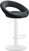 Fluwelen Barkruk - Kruk - Traploos Verstelbaar, Comfortabele Rugleuning & Stabiel Frame Kleur zwart Onderstel Kleur wit