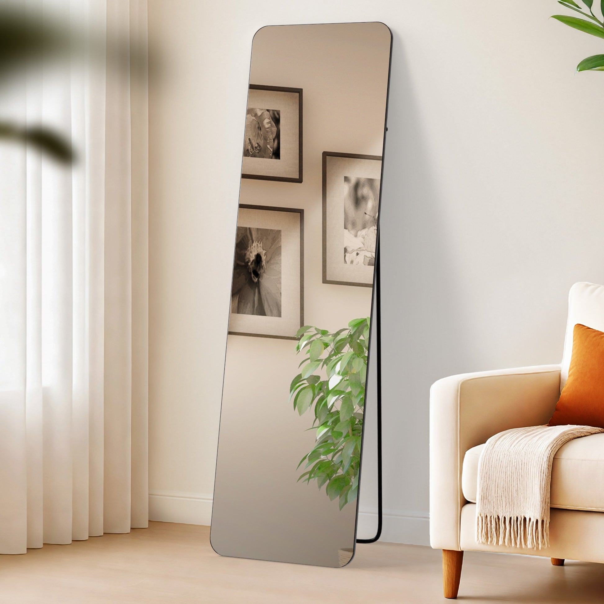 Moderne Spiegel - Multifunctionele Reflector - Maximale Flexibiliteit, Wand- & Staande Opties Kleur zwart-mat