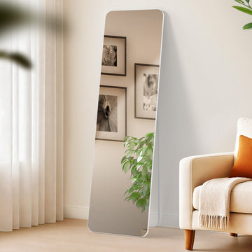 Wand- en Staande Spiegel - Reflecterende Luxe - Flexibel Design, 140x40 cm Kleur wit mat