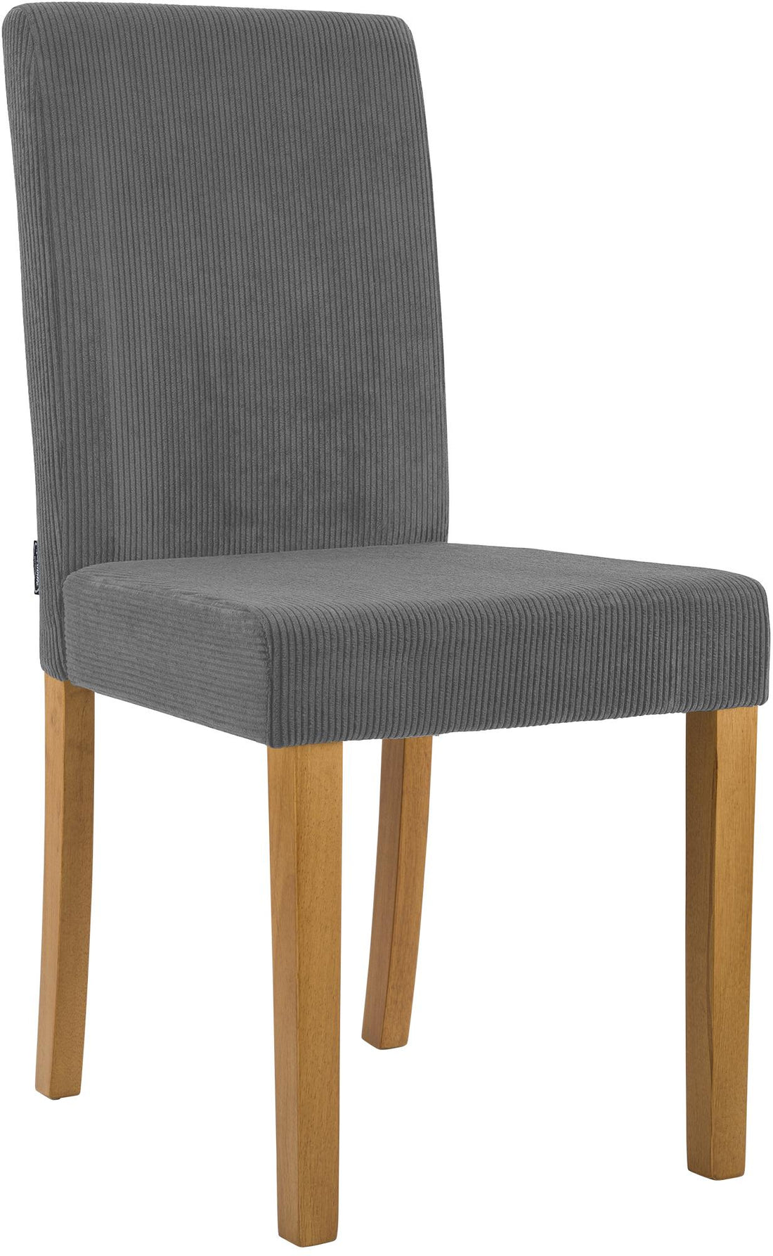 Moderne eetkamerstoel, grijze corduroy stoel, hoge zitcomfort, stevige houten poten Kleur grijs
