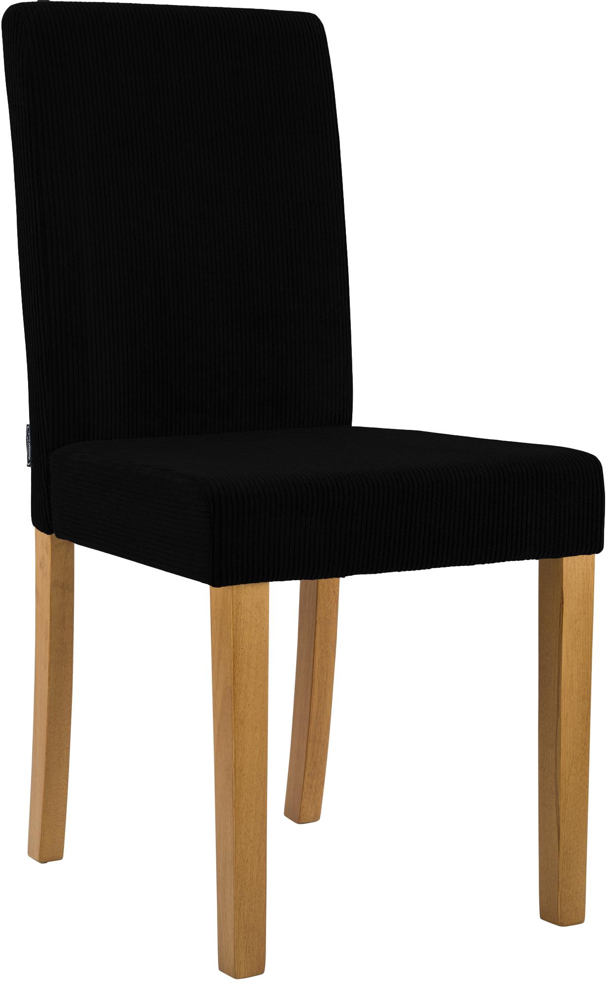 Eetkamerstoel Corduroy, Keukenstoel, Comfortabel kussen, Stevig houten onderstel, Zwart Kleur zwart