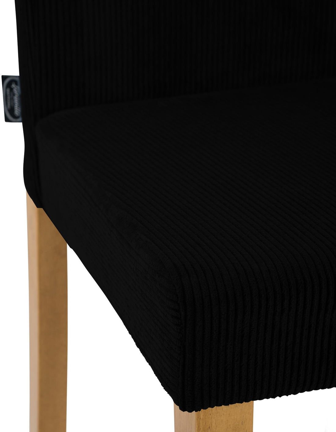 Eetkamerstoel Corduroy, Keukenstoel, Comfortabel kussen, Stevig houten onderstel, Zwart Kleur zwart