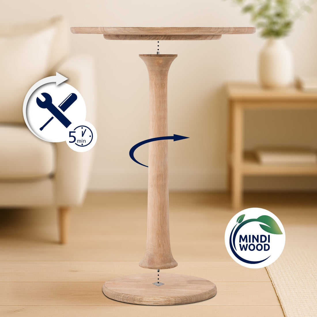 Massief Hout Bijzettafel - Salontafel - Duurzaam & Handgemaakt Design Kleur natuur