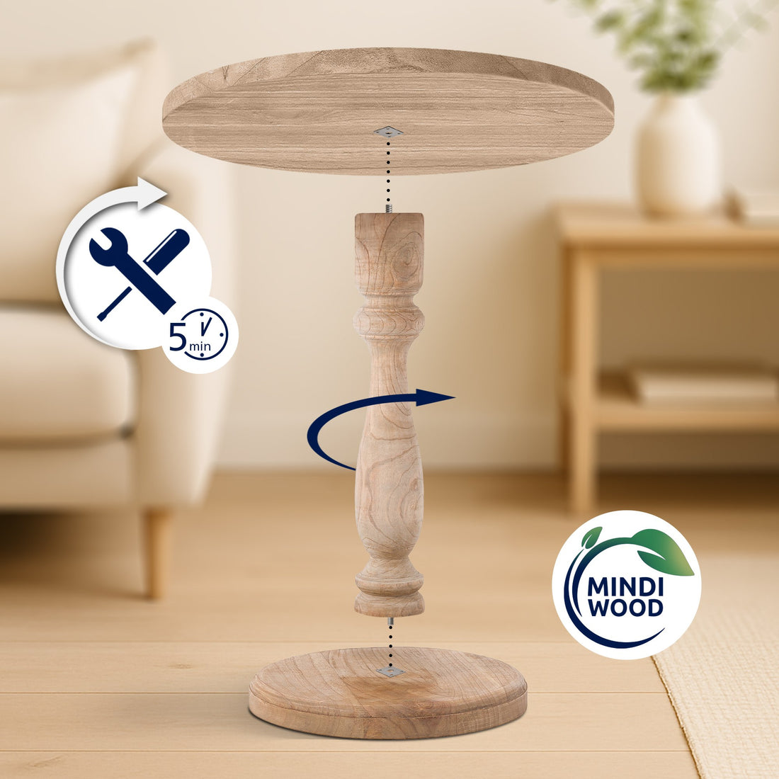 Bijzettafel - Sidetable - Duurzaam Hout - Tijdloos Design, Natuurlijke Stijl, Direct Klaar voor Kleur natuur