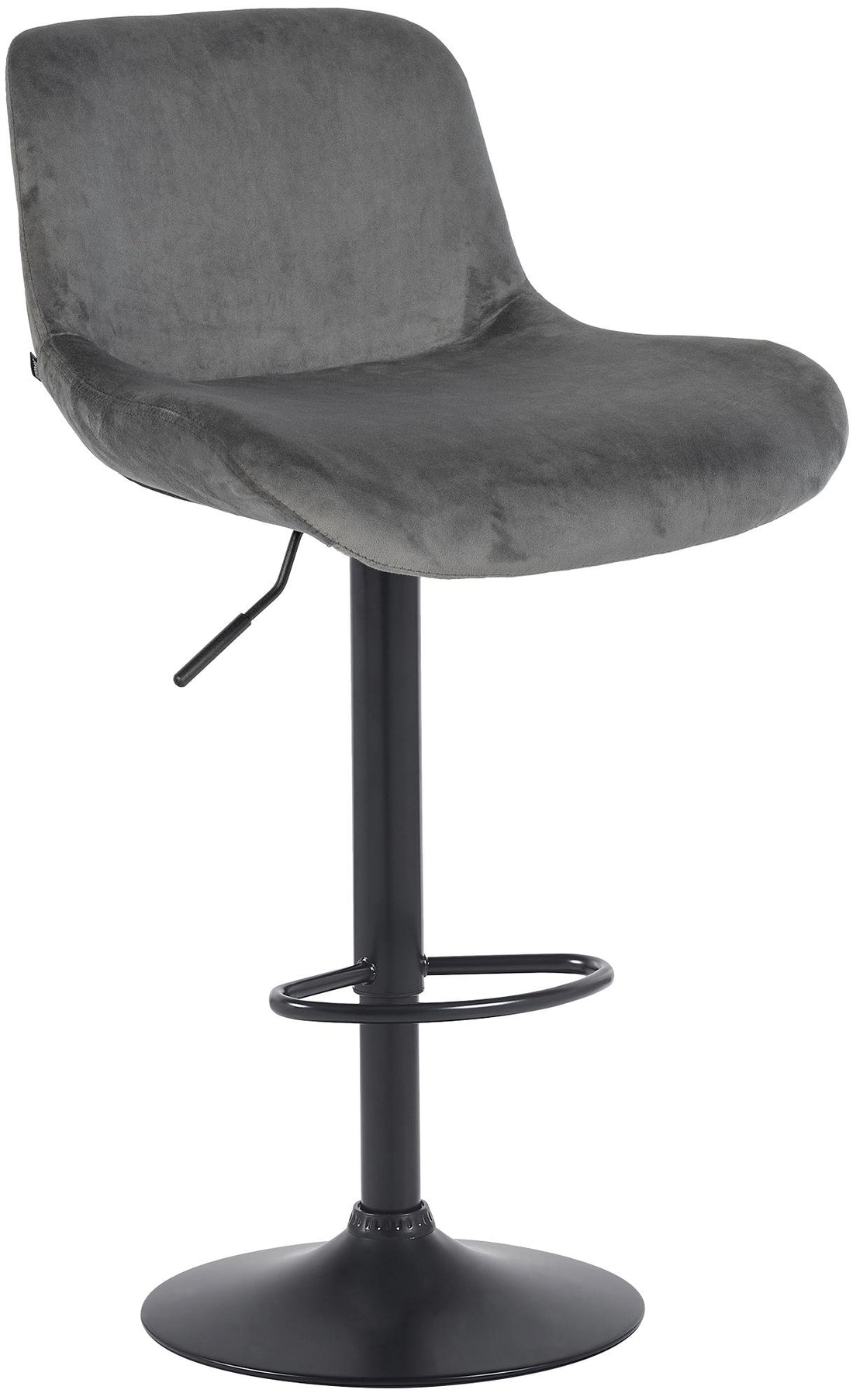 Barkruk - Hoge stoel - Verstelbaar & comfort - Met voetensteun & 360° draaibaar mat zwart stof Kleur donkergrijs Materiaal zacht