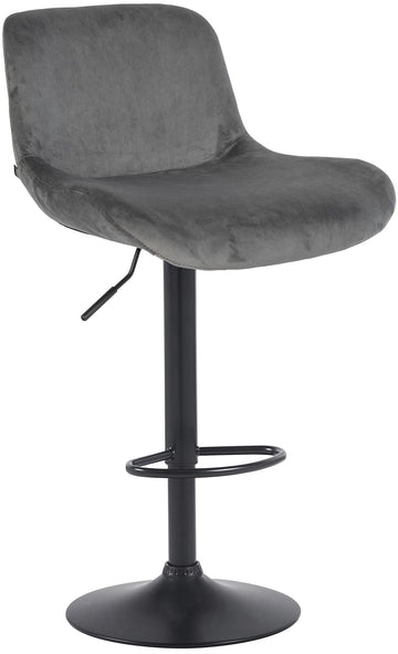 Barkruk - Hoge stoel - Verstelbaar & comfort - Met voetensteun & 360° draaibaar mat zwart stof Kleur donkergrijs Materiaal zacht
