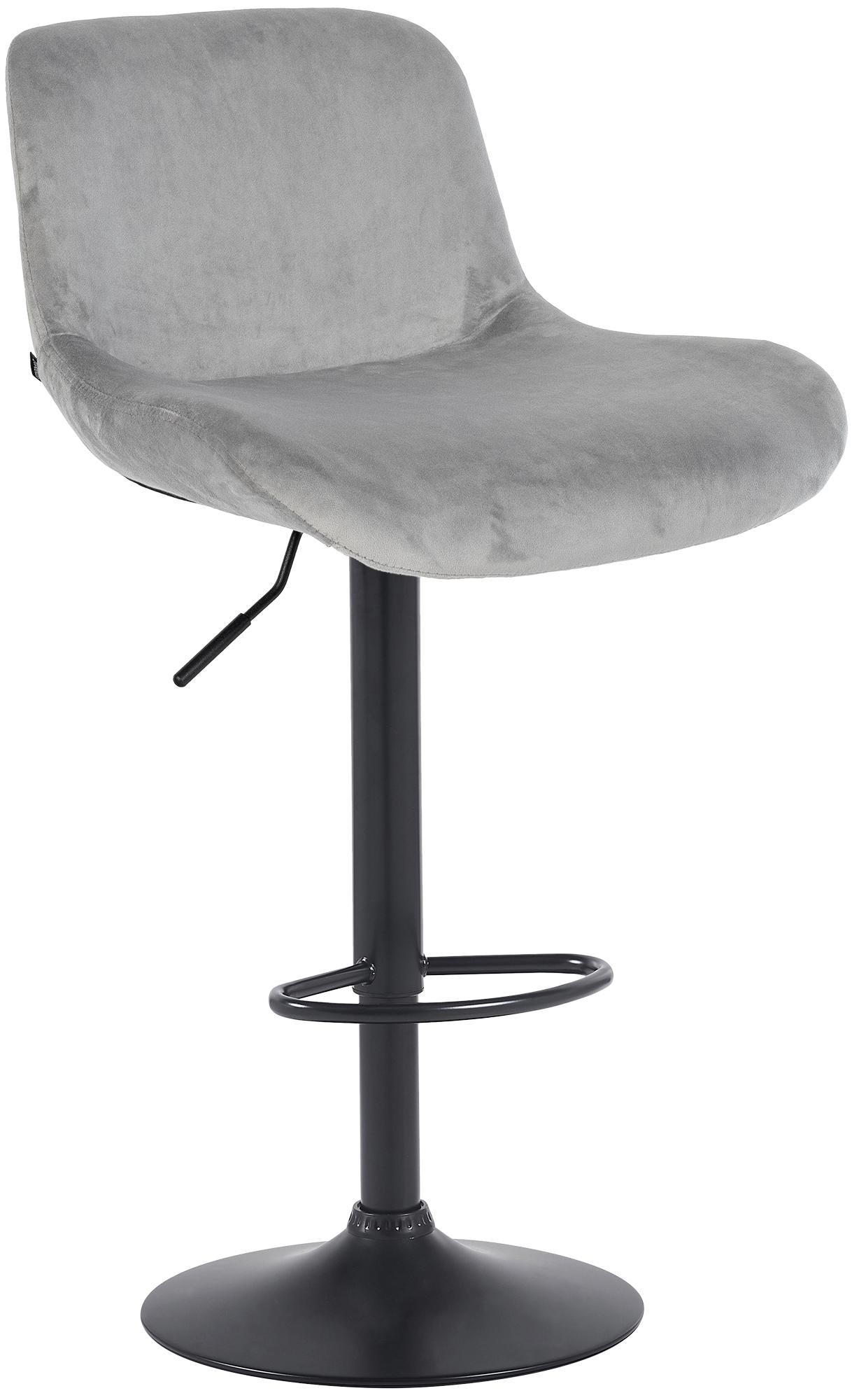 Barkruk - Hoge stoel - Verstelbaar & comfort - Met voetensteun & 360° draaibaar mat zwart stof Kleur grijs Materiaal zacht