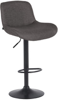 Barkruk - Hoge stoel - Verstelbaar & comfort - Met voetensteun & 360° draaibaar mat zwart stof Kleur donkergrijs Materiaal Stof